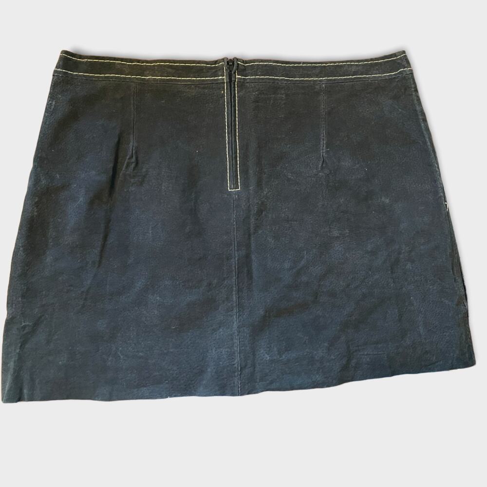 Vintage OuterEdge 100 percent leather black mini skirt Sz 13-14